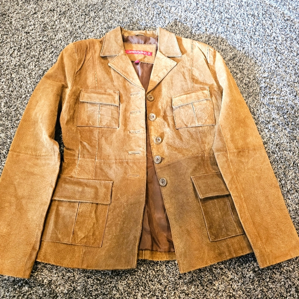 Vintage Suede Jennyfer J tan Leather Jacket